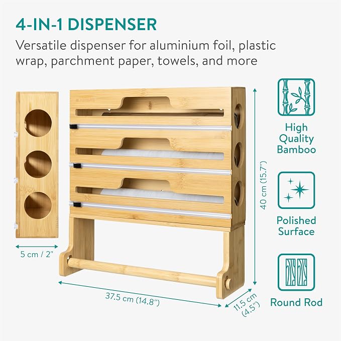 Navaris 4 in 1 Plastic Wrap Dispenser - Image 3