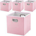 PRANDOM Leather Foldable Cube Storage Bins 11x11 inch Fabric Storage Baskets by Prandom