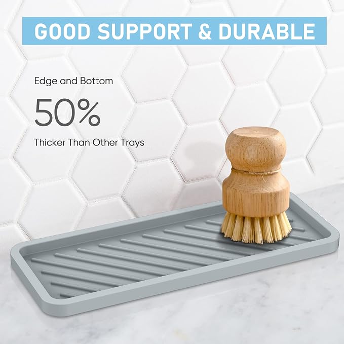 EG-SIPRO Silicone Sponge Holder, Extra Large 12" Kitchen Sink Organizer Tray - Image 4