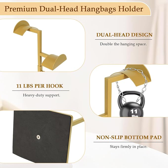 2 Pack Purse Holder for Closet, Dual Hook Purse Stands for Display, Stainless - Image 8