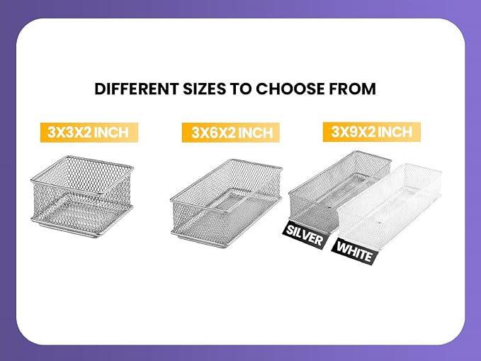 YBM HOME Silver Mesh Drawer Cabinet and or Shelf Organizer Bins, School Supply - Image 7