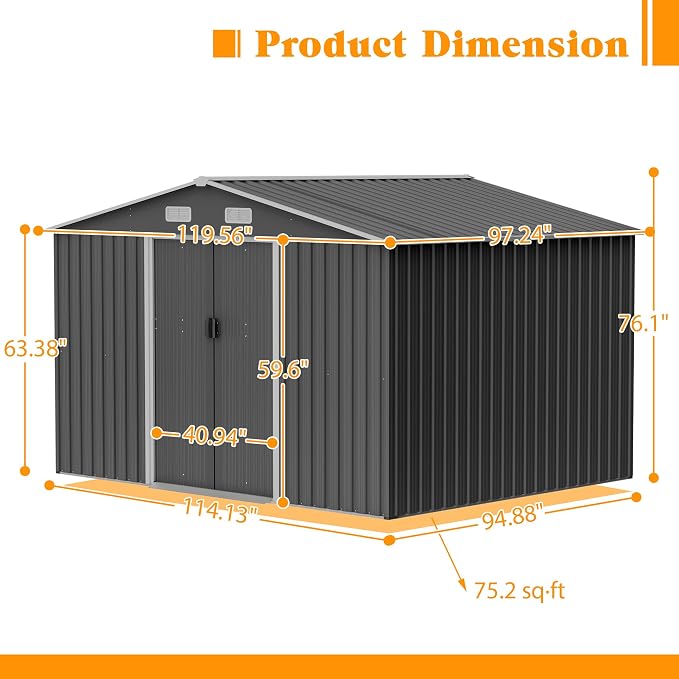 10x8 FT Outdoor Storage Shed - Image 2