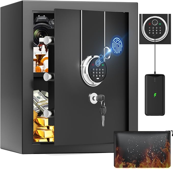 1.3 Cuft Biometric Safe Box, Fire Proof Safe by ACAITED