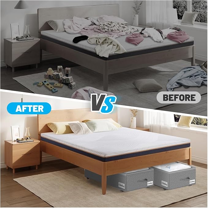 2 Pack Under Bed Storage with Wheels 10" Height, Rolling Storage Bins XXL 60L - Image 8