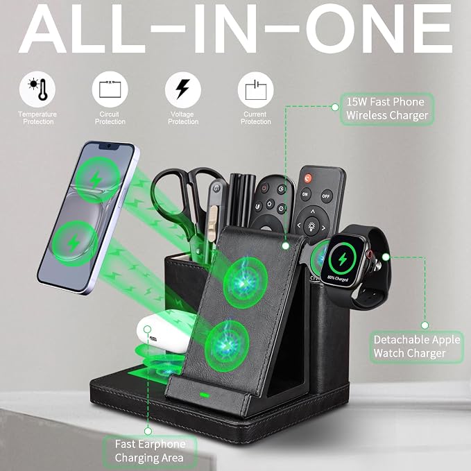 Desk Organizer with Phone Charger, Nightstand Desktop Organizer, Office - Image 2