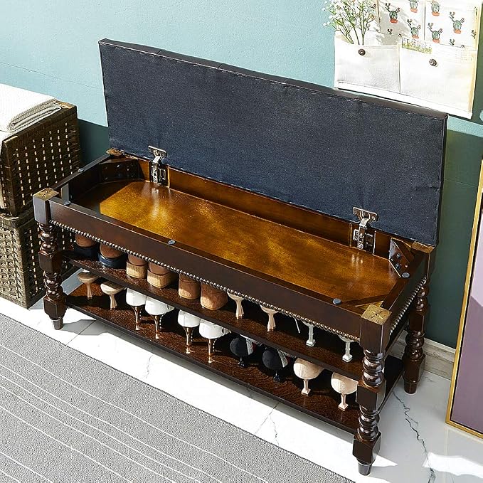 LEILISI Shoe Bench, Wood Storage Bench - Image 3