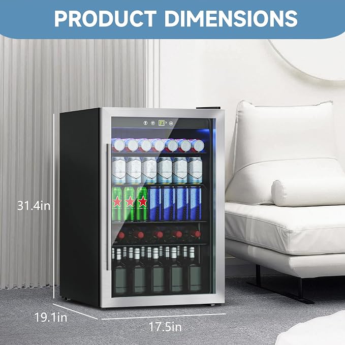 4.5 Cu.ft Beverage Refrigerator Cooler, 145 Can Mini Fridge - Image 4