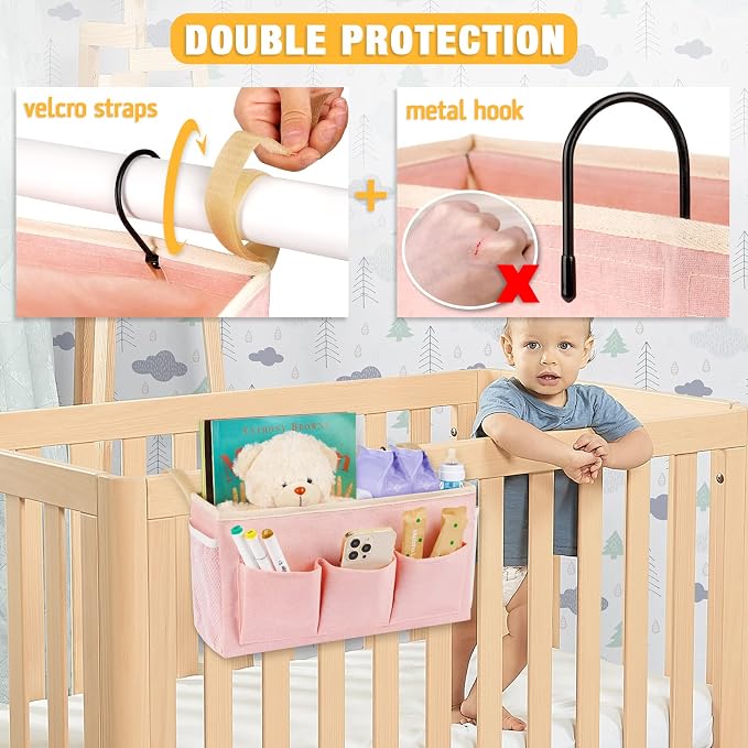 Bedside Organizer with Fixed Straps and Water Bottle Holder - Image 4