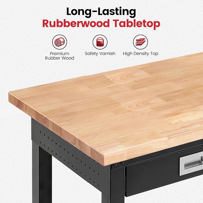 Workbench with Shelf Bracket 48 Inch Adjustable Height Work Bench - Image 5