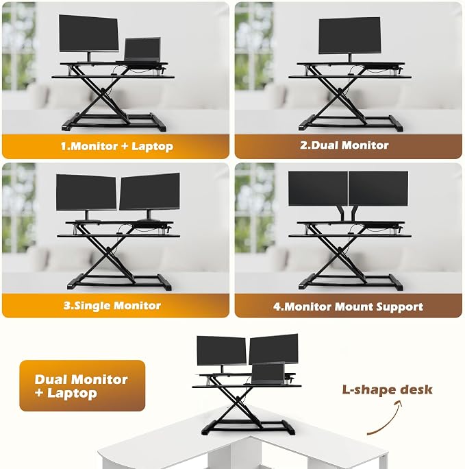 32 inch Standing Desk Converter, Height Adjustable Sit Stand Riser - Image 6