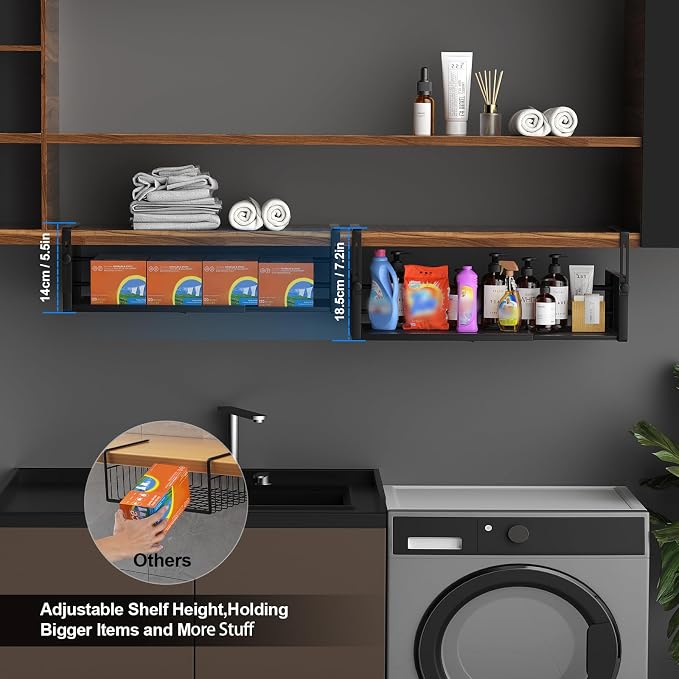 2Pack Under Shelf Basket, Adjustable Hanging Under Cabinet Shelf Storage - Image 4