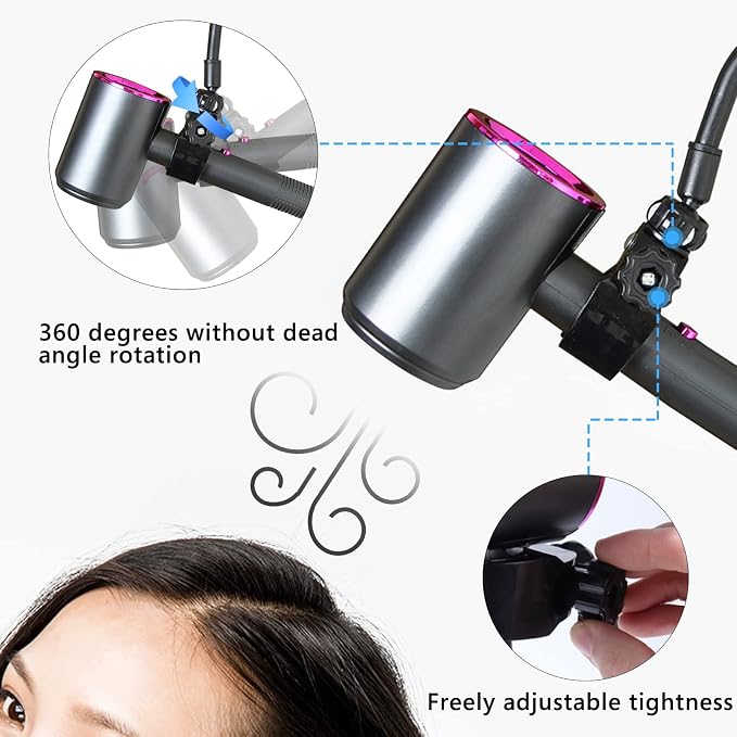 LUEXBOX Adjustable Hair Dryer Holder Stand, 360 Degree Rotation Blow Dryer - Image 3