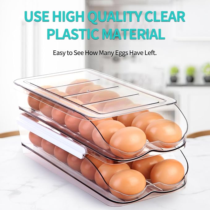 Egg Holder for Fridge, Automatic Rolling Egg Container for Refrigerator - Image 5
