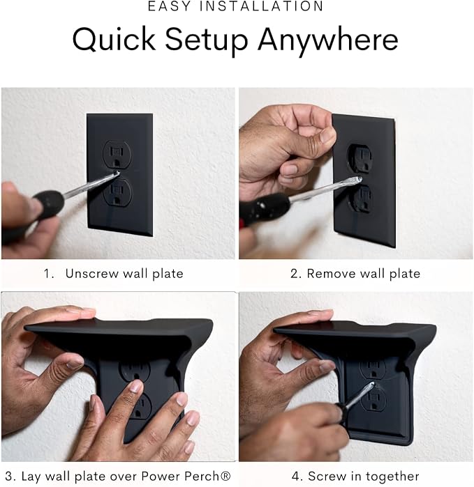 BeraTek Power Perch Wall Outlet Shelf | Declutter & Reclaim Counter Space | - Image 3