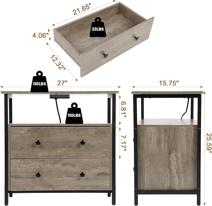 27 inch Wide Night Stand Set 2 - Image 3