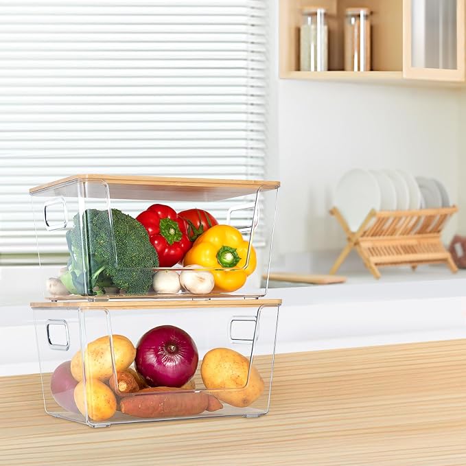 2 Set Pantry Organizer and Storage, Stackable Trash Bag Dispenser Clear Acrylic - Image 3