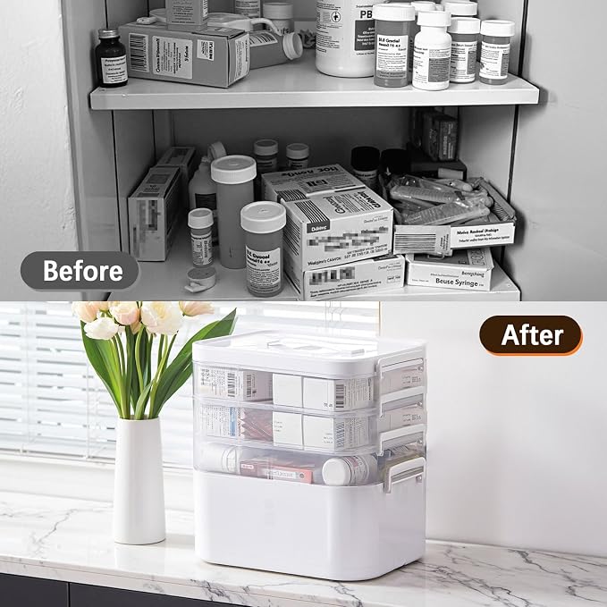 4-Tier Portable Medicine Cabinet Organizer, Large Medicine Storage Box - Image 5