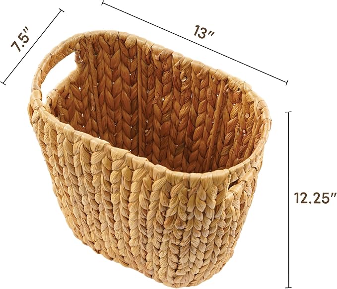 GREENATURAL Wicker Trash Can, Handwoven Water Hyacinth Waste Basket, Wicker - Image 3