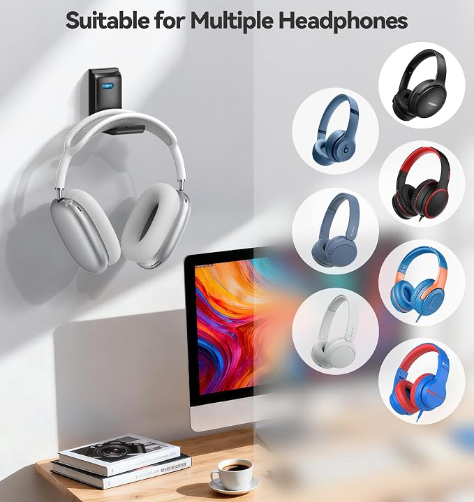 Headphone Stand Wall Mount, Gaming Headset Wall Shelf & Desk Holder, Hook Hanger - Image 5