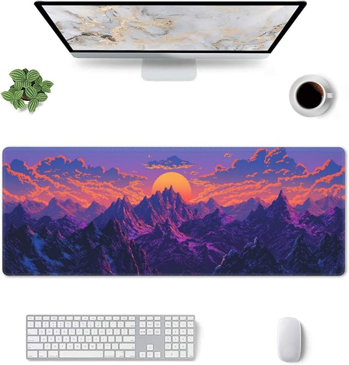 Purple Mountains Sunset Large Mouse Pad, Gaming Desk Mat, XL Keyboard Desk Pad - Image 8