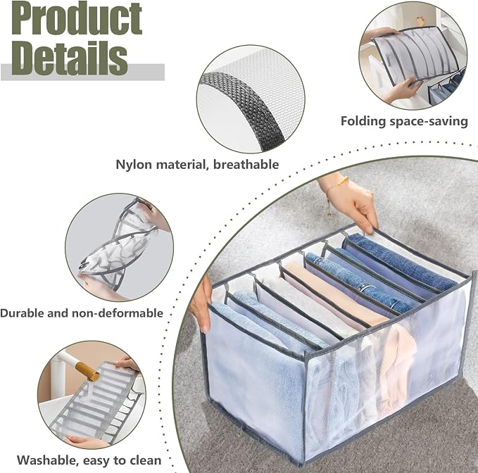 TOOVREN Wardrobe Clothes Organizer, 7 Grids, Drawer Organizers - Image 7