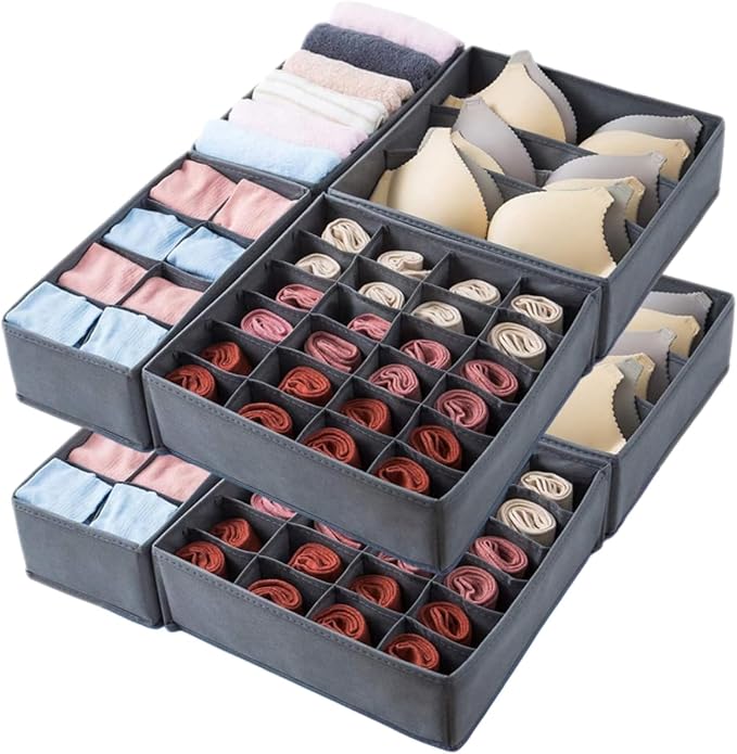 8 Pack Dresser Drawer Organizer Clothes Underwear Sock Storage Drawer Dividers - Image 2