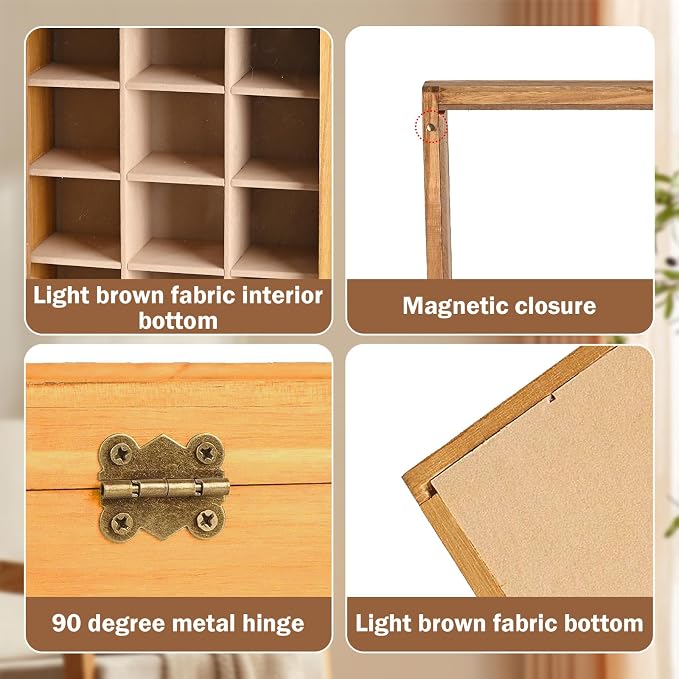 Wood Tea Box Organizer 12 Compartment Multi-Functional Storage Box - Image 5