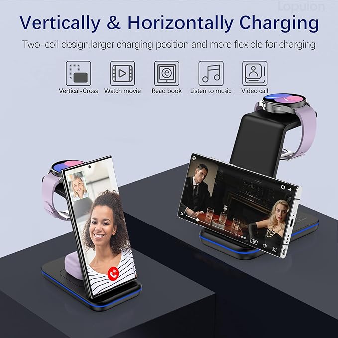 Wireless Charging Station for Samsung/Android, Fast Wireless Watch Charger - Image 3