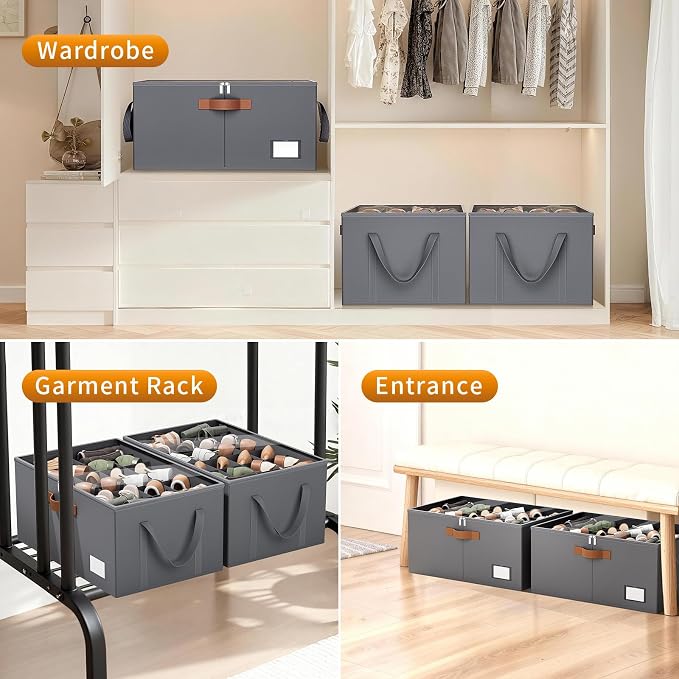 2 Pack Shoe Organizer for Closet, Foldable Shoe Storage Organizer - Image 7