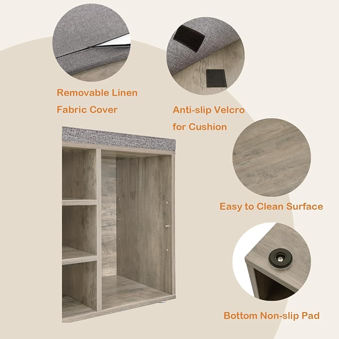 DINZI LVJ Shoe Bench, 9 Cubbies Shoe Organizer - Image 4