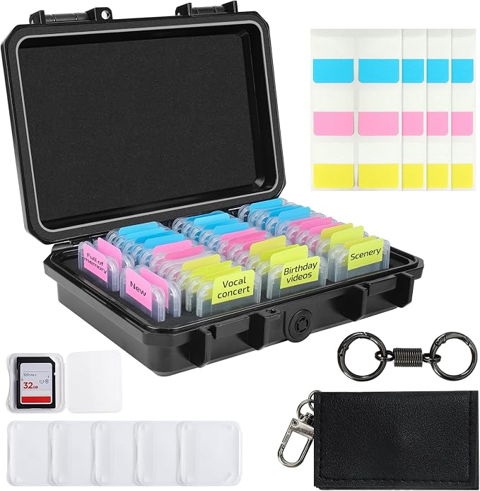 37 Slots Memory Card Case & 36 Transparent Card Cases & 60 Visual Sticky Notes by Micscrew