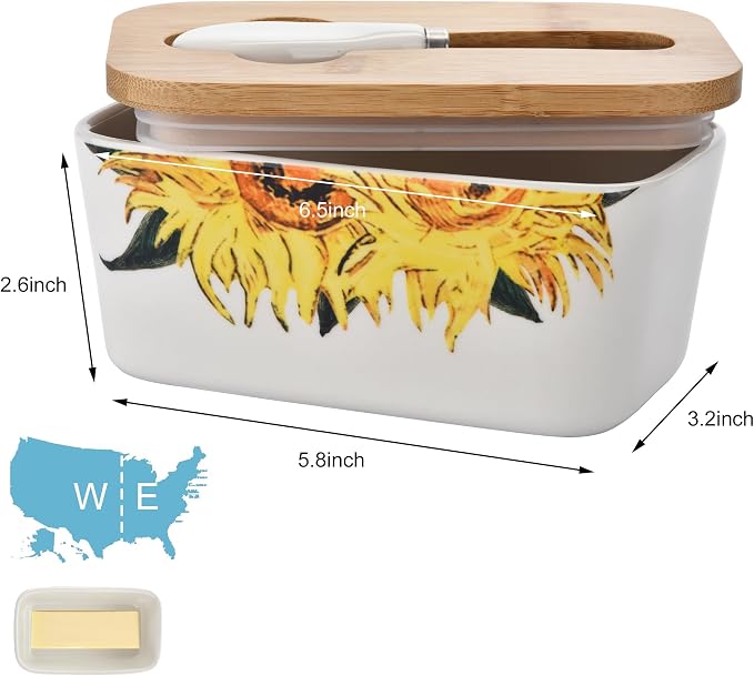 Pretty Sunflower Large Butter Dish - Image 2