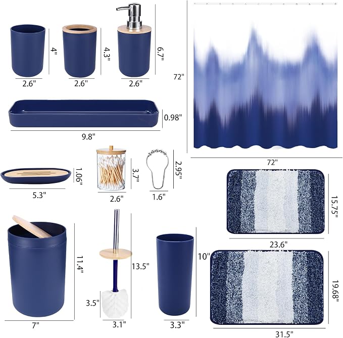 iMucci Bathroom Accessories Navy Blue Bathroom Sets - Image 6