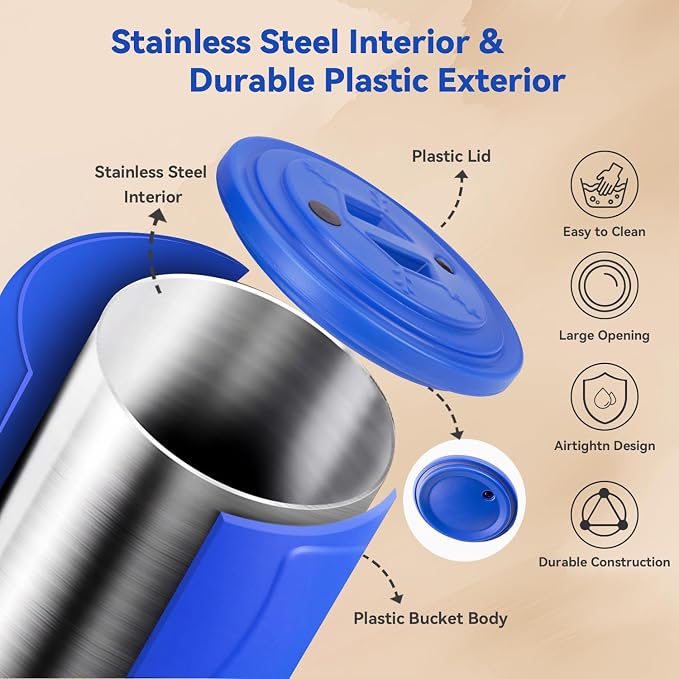 15lb Dog Food Storage Container, Stainless Steel Airtight Pet Food Storage - Image 3