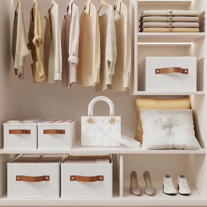 OUTBROS Wardrobe Storage Boxes, Fabric Foldable Bins, Cube Baskets - Image 3