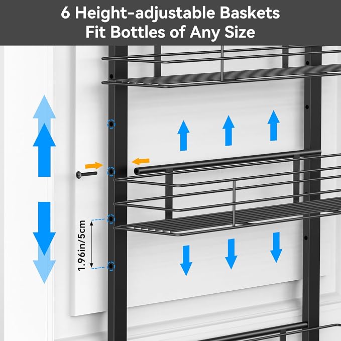 6-Tier Over The Door Spice Rack, Large-Capacity Adjustable Hanging Pantry - Image 3