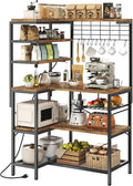 L-Shaped Bakers Rack with Power Outlet, 6-Tier Microwave Stand with Open Storage by WelcometoIABIFO