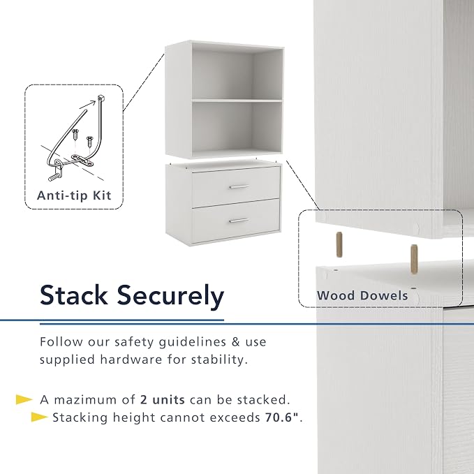 Homes: Inside + Out Apexa 2-Drawer Wooden Stackable Storage Drawers, Small Food - Image 5