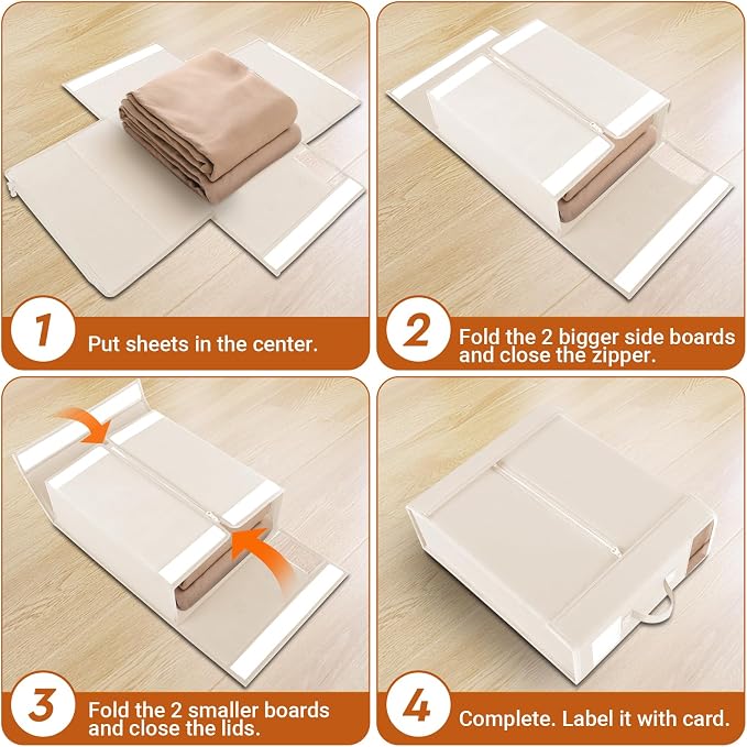 8 Pack Bed Sheet Closet Organizers and Storage, Sturdy Foldable Storage - Image 4
