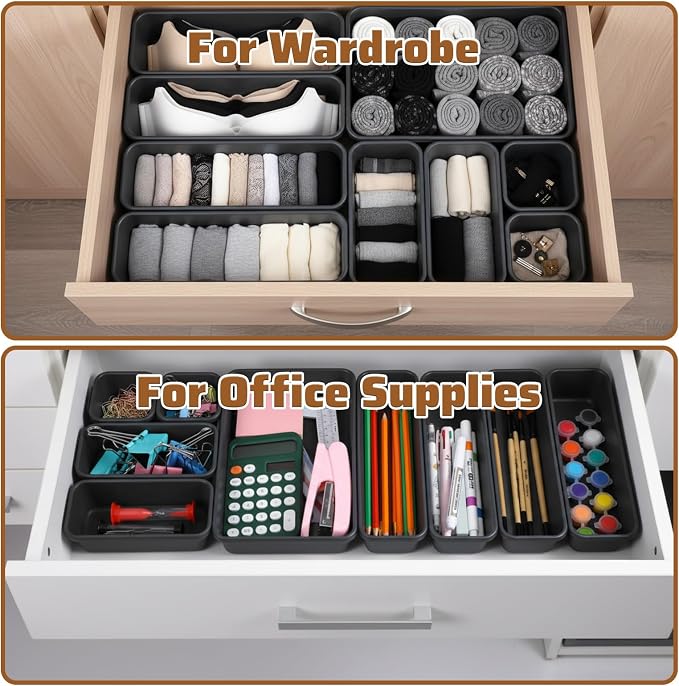9 Pcs Stackable Drawer Organizer Trays Set, Custom Layout Design - Image 5