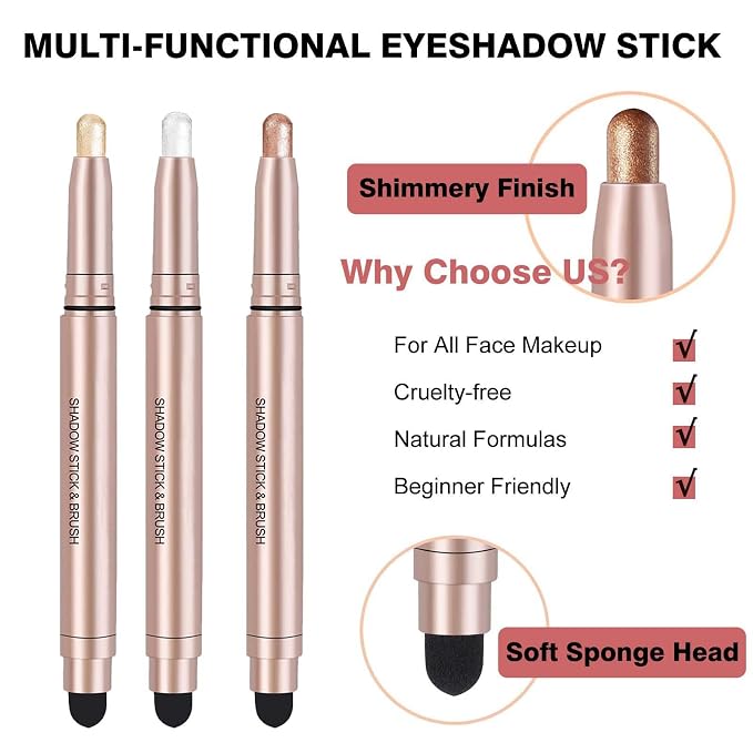 Brown Eyeshadow Stick, Smooth Cream Shimmer Single Eyeshadow Pencil, High - Image 5