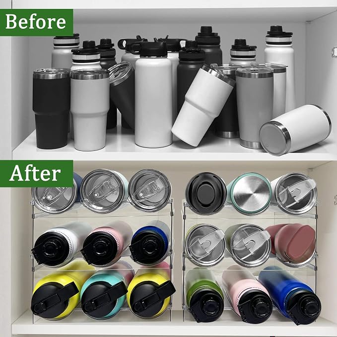 3 Pack Water Bottle Organizer, Stackable Kitchen Home Organization and Storage - Image 2