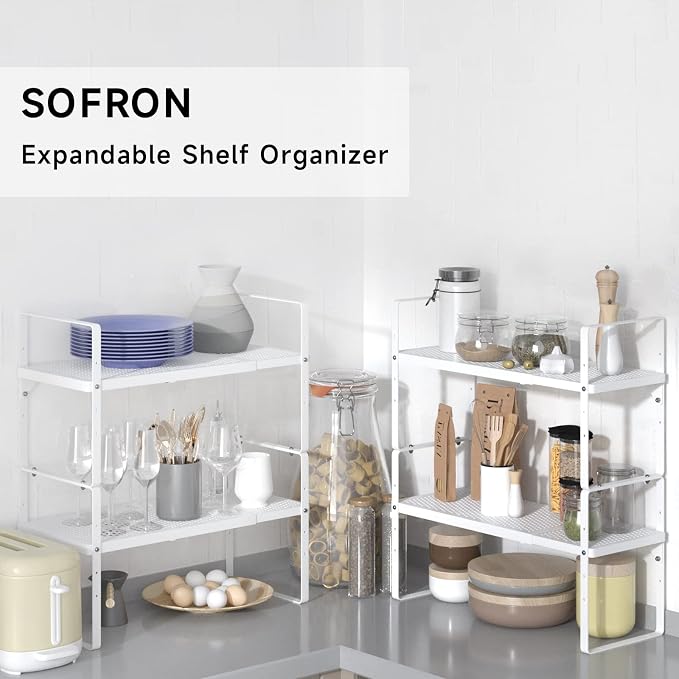 Expandable Cabinet Storage Shelf Stackable Organizer Rack - Image 6