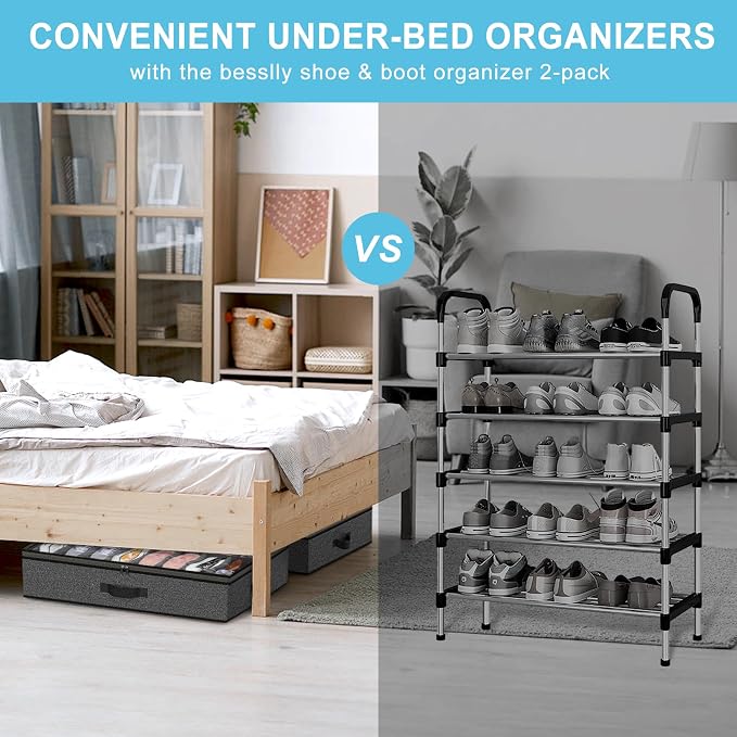 2 Pack Under Bed Shoe Storage Organizer - Image 5