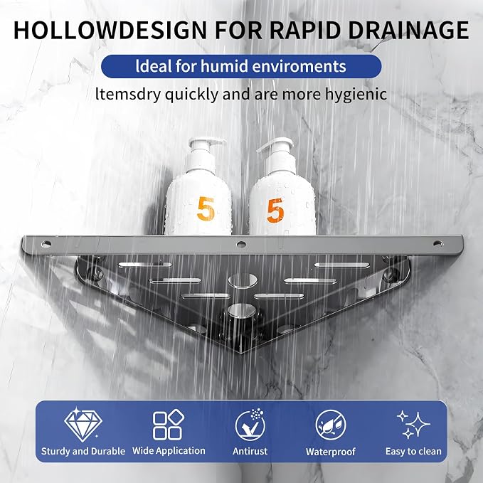 Shower Corner Shelf 304 Stainless Steel Shower Caddy 3 Tier Shower Organizer - Image 5