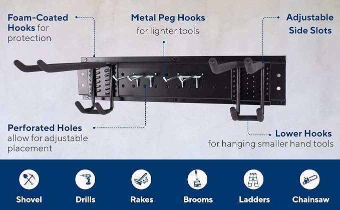 Heavy-Duty Wall Mount Garden Tool Organizer Rack - Image 4