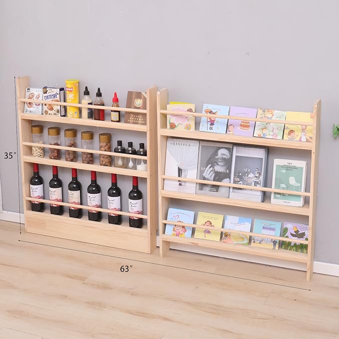 Wooden Kids Bookshelf, Wall Mount 6-Tier Behind The Door Shelf, Organizer - Image 5