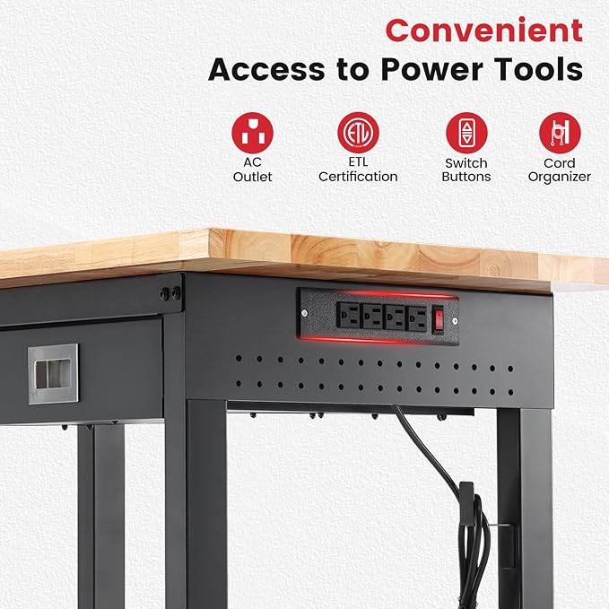 Work Bench for Garage 48 x 24 Inch Adjustable Height Workbenches - Image 6