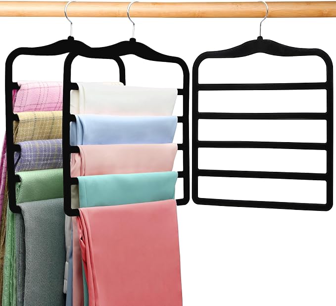 Closet Organizers and Storage, 5 Pack Pants Hangers Space Saving, Velvet Hangers - Image 10