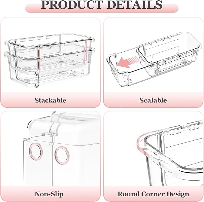 DILIBRA 16 Pcs Clear Extendable Drawer Organizer, Adjustable Drawer Storage - Image 5